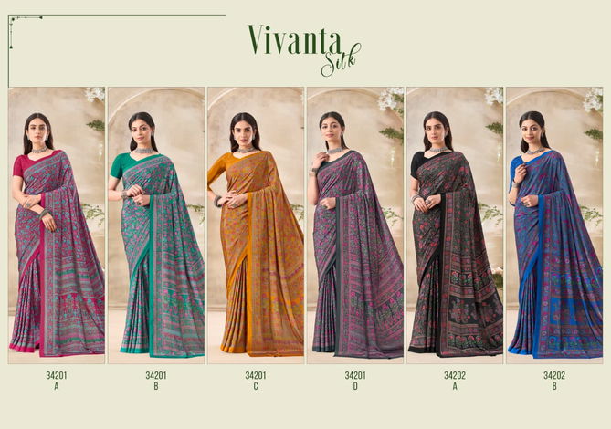 Vivanta Silk 35 By Ruchi Silk Crepe Printed Wholesale Sarees In India